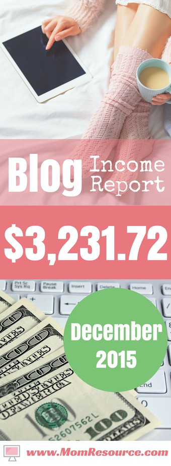 blog Income Report december 2015 - Mom Resource