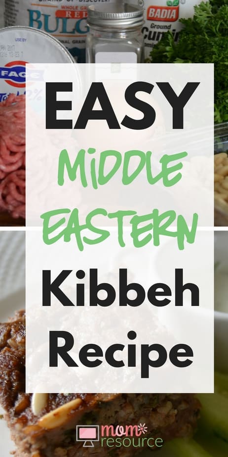 Easy Kibbeh Recipe: this Middle Eastern kibbeh recipe is great because you probably already have the ingredients in your kitchen. My family loves arabic food and Lebanese food, and I love that this Middle Eastern recipe is BAKED. Just take the raw meat and combine with the ingredients to make this easy baked kibbeh recipe: www.momresource.com/kibbeh-recipe