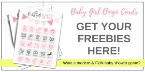 girl baby shower game bingo cards