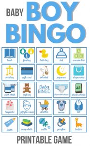 printable baby shower bingo game boy