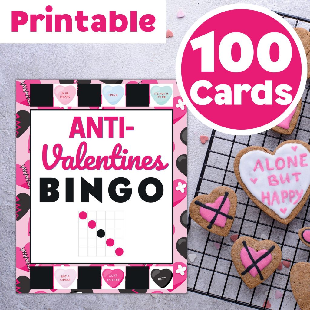 antivalentines day bingo game cards