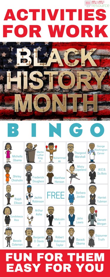 Black History Month activities perfect for kids of all ages! Get 40 printable game cards now - a fun theme for teens, for church, for work, for seniors, etc. Grab this Black History Month game with words & pictures & instructions for how to play. These bingo game cards are the perfect activity & idea for your group during Black History Month!