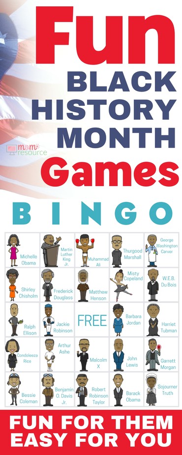 Black History Month activities perfect for kids of all ages! Get 40 printable game cards now - a fun theme for teens, for church, for work, for seniors, etc. Grab this Black History Month game with words & pictures & instructions for how to play. These bingo game cards are the perfect activity & idea for your group during Black History Month!