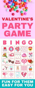 Valentine's Day bingo cards perfect for any group! Get 40 printable bingo cards now - a perfect holiday theme for a Valentine's Day party with kids or Valentine's Day party for adults or office parties. With words and pictures and instructions for how to play, these bingo cards you’ll find the perfect games & ideas for your Valentine's Day party!