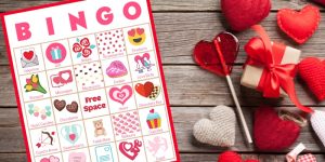 Valentines Day party game perfect for any group! Get 40 printable bingo game cards now - a perfect holiday theme for a Valentines Day party with kids or Valentines Day party for adults or office parties. With words and pictures and instructions for how to play, these bingo cards you’ll find the perfect games & ideas for your Valentines Day party!