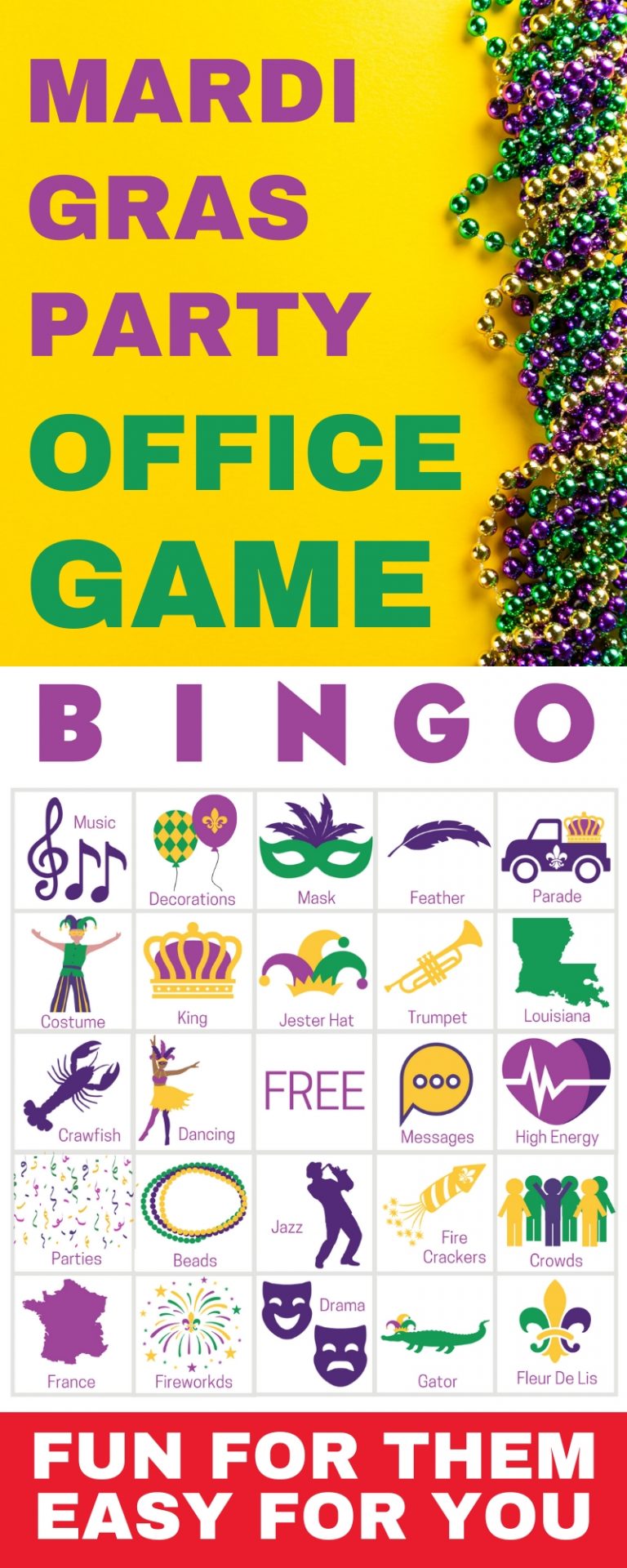 Mardi Gras Party Games Fun Printable Game For Up To 200