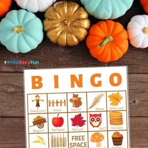 printable fall bingo game