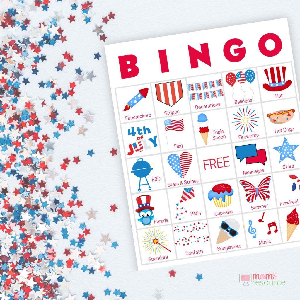 july 4th party games bingo boards