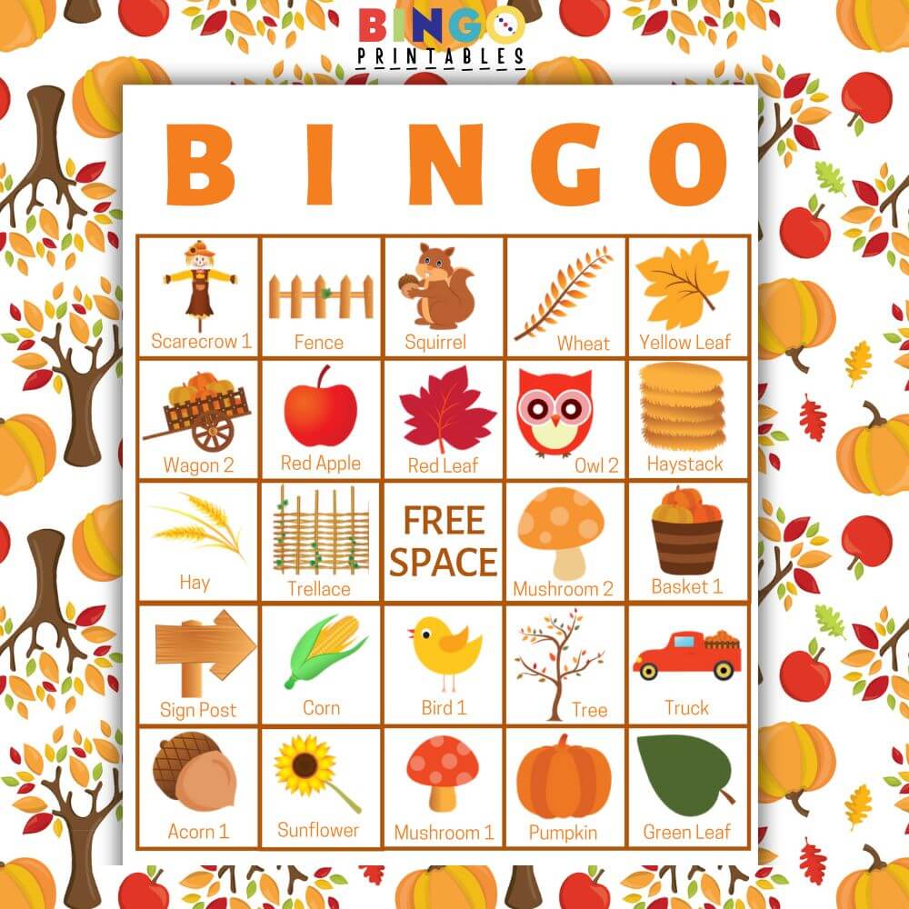 Printable Bingo Cards for Harvest Festival