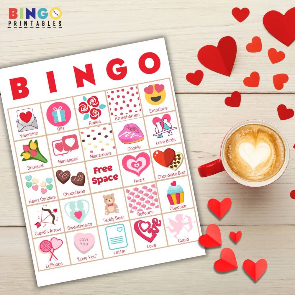 valentines bingo printable classroom parties